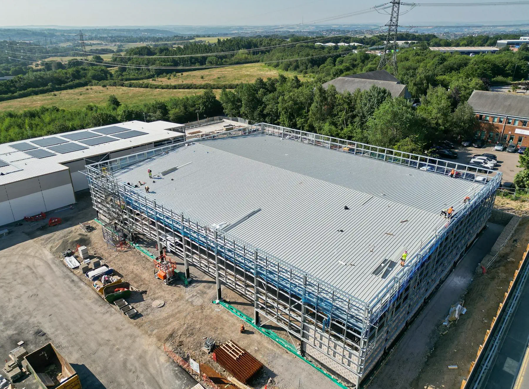 Home Bargains Birstall retail construction project showing steel frame and roofing works