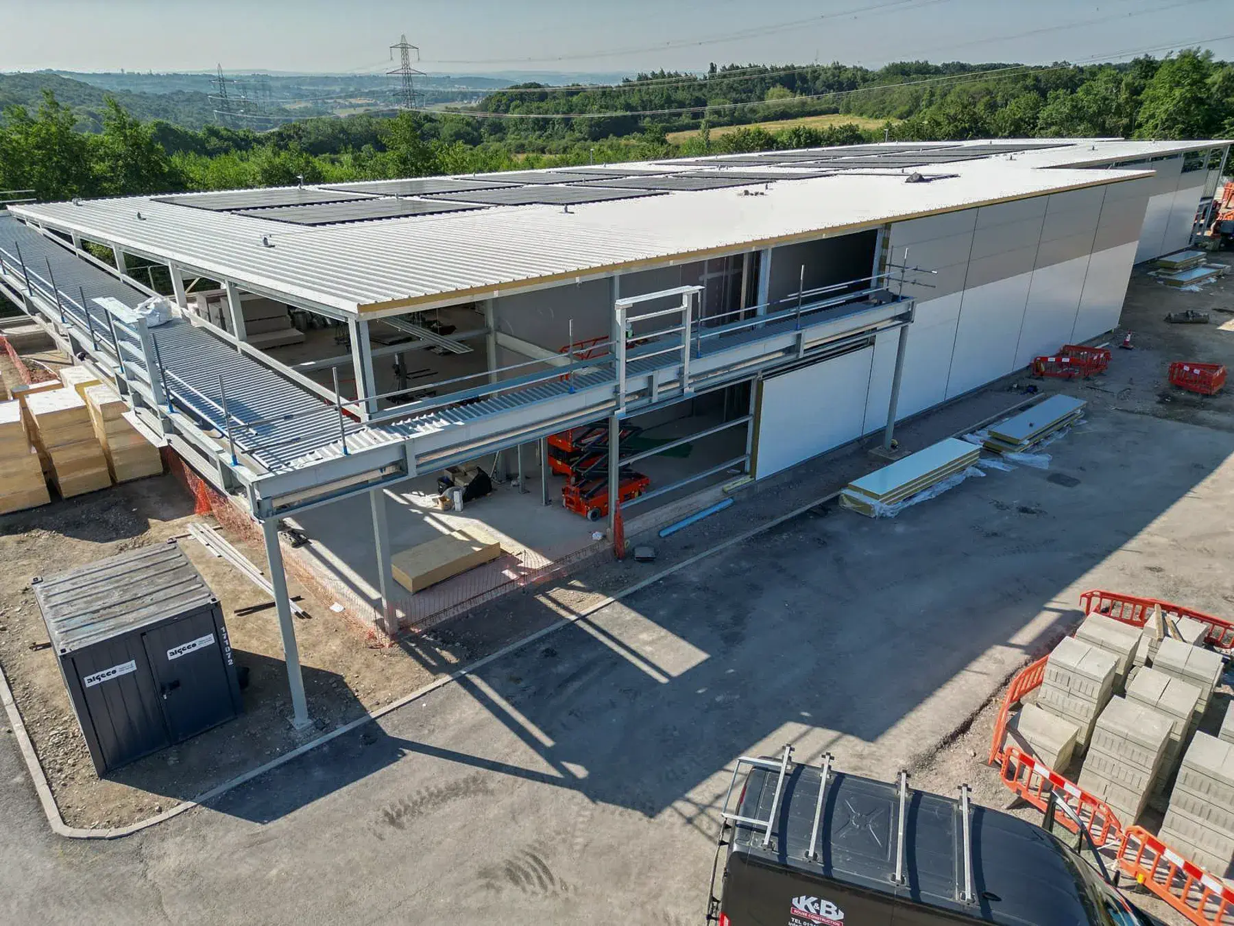 Stonedale-Construction-Lidl-Birstall-Project-1 Lidl Birstall store construction showing steel frame, roof cladding and solar panels